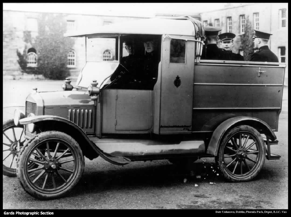A Ford Model T pickup van with R.I.C. men in the Phoenix Park Depot