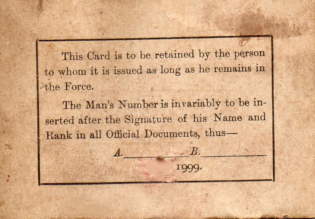 Reverse of an R.I.C. identification card